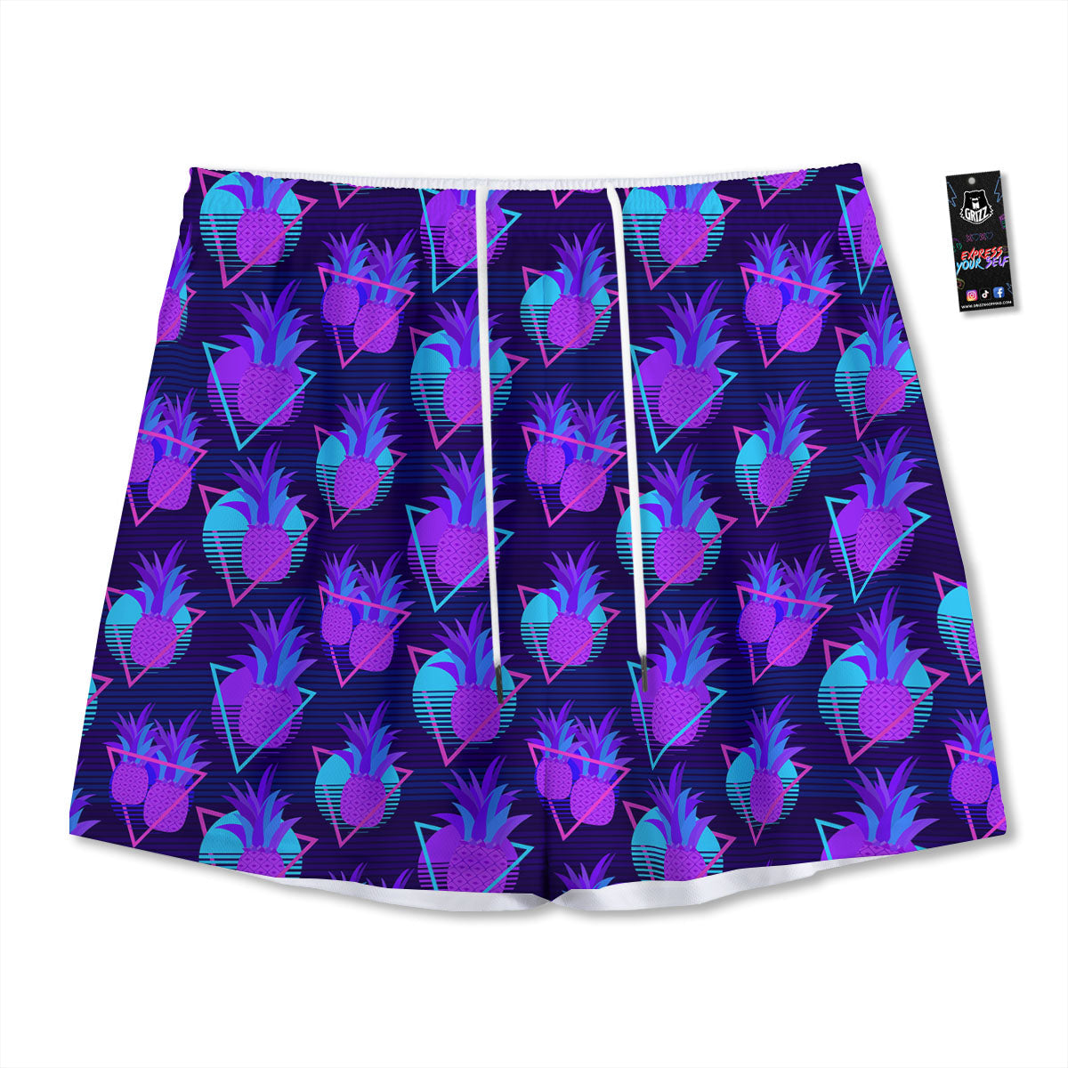 Pineapple EDM Purple Print Pattern Mesh Shorts
