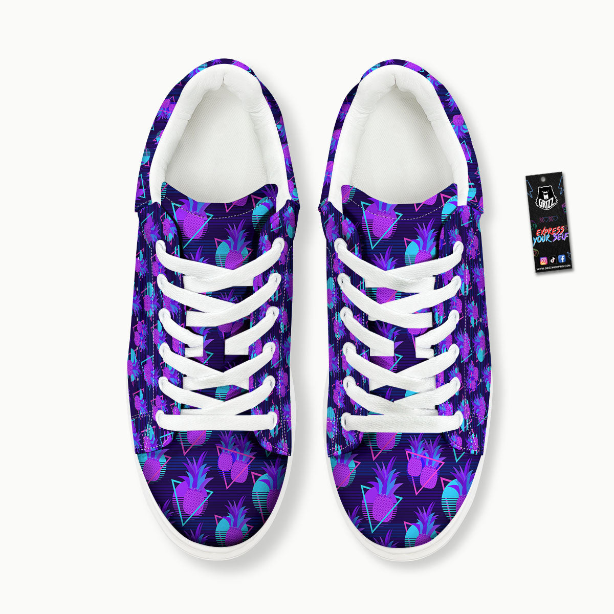 Pineapple EDM Purple Print Pattern Platform Shoes-grizzshop