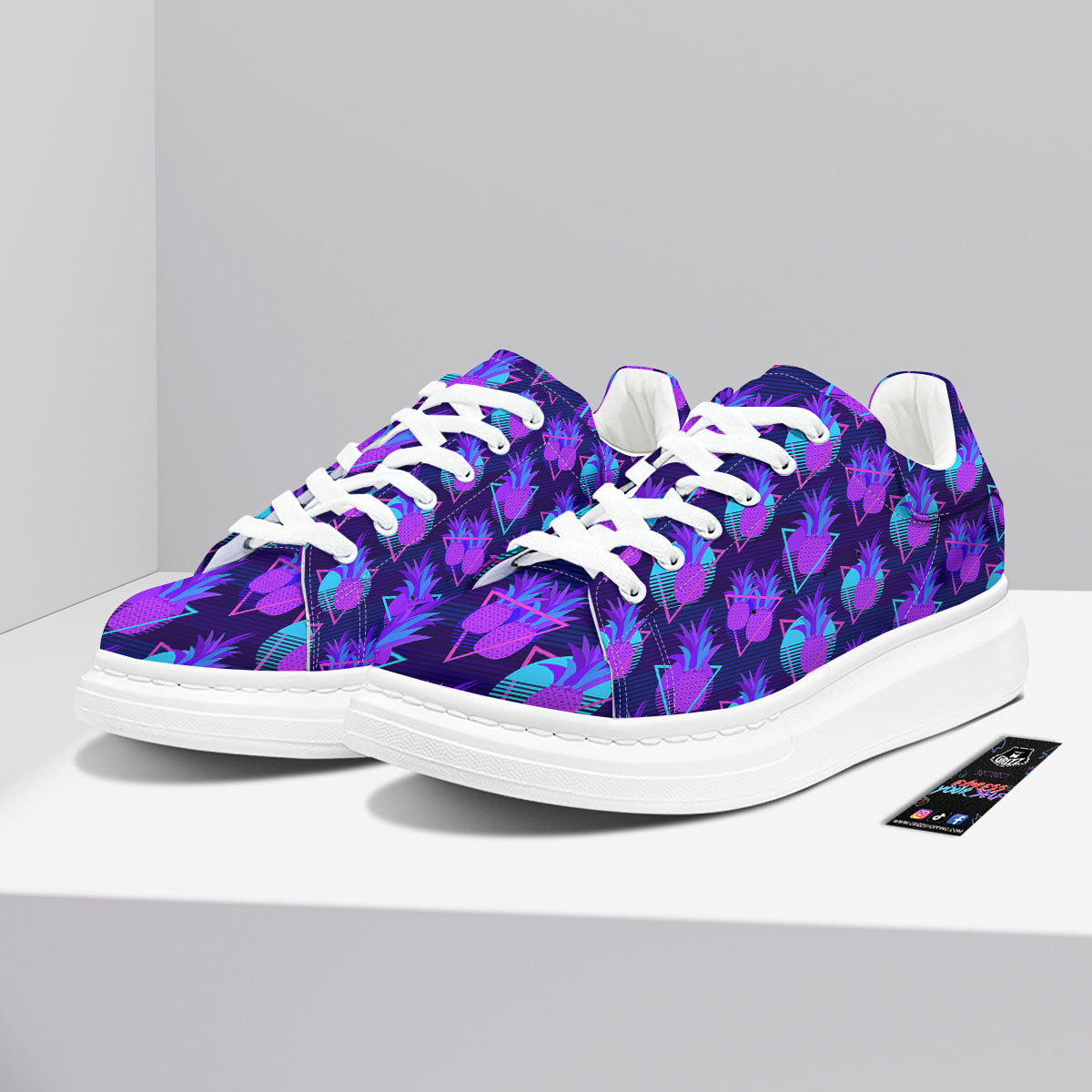 Pineapple EDM Purple Print Pattern Platform Shoes-grizzshop