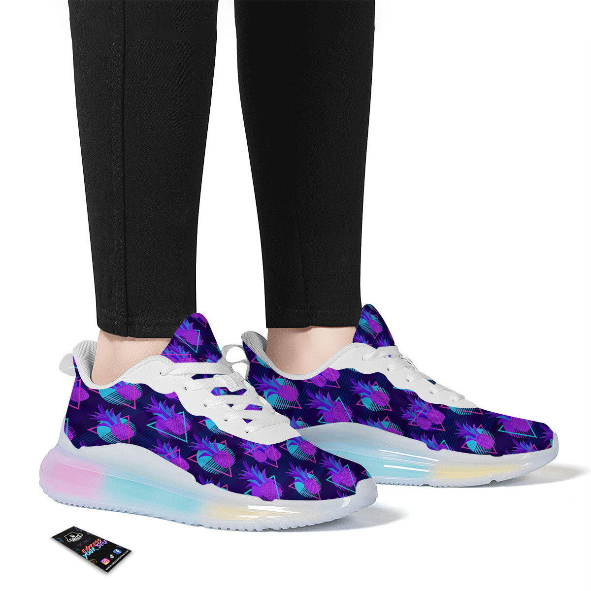 Pineapple EDM Purple Print Pattern Running Sneakers-grizzshop