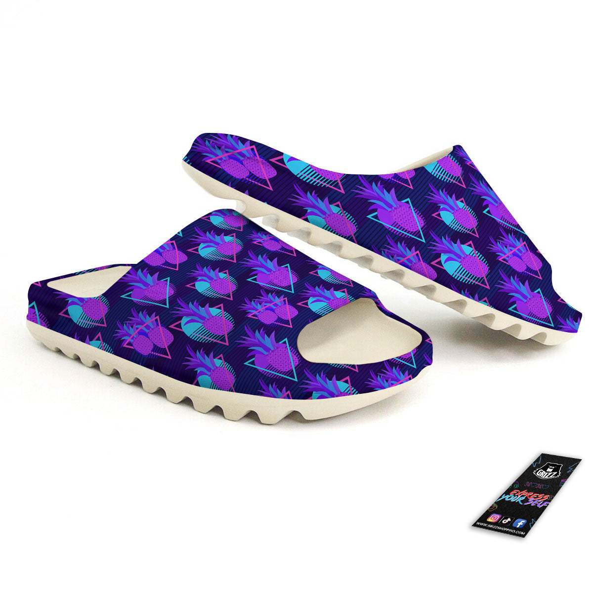Pineapple EDM Purple Print Pattern Sandals-grizzshop