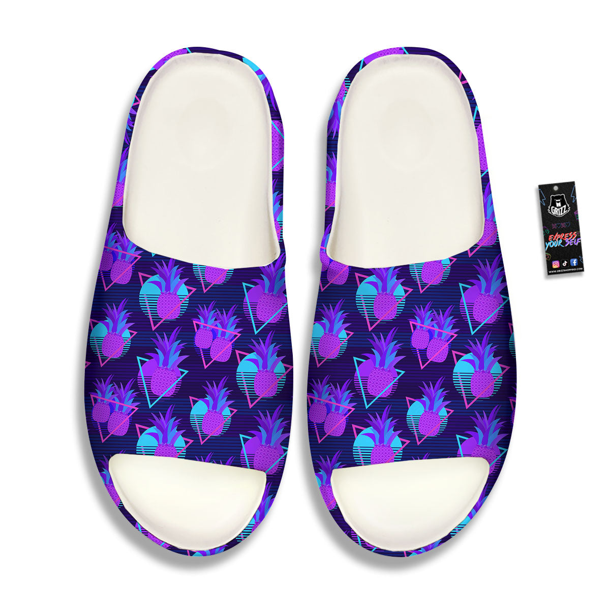 Pineapple EDM Purple Print Pattern Sandals-grizzshop