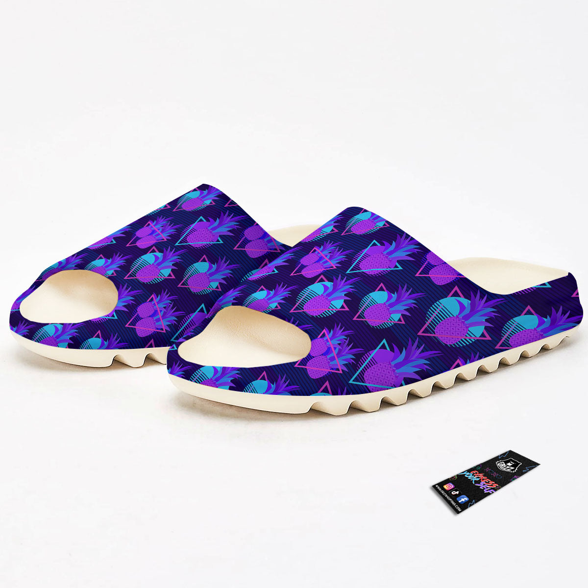Pineapple EDM Purple Print Pattern Sandals-grizzshop