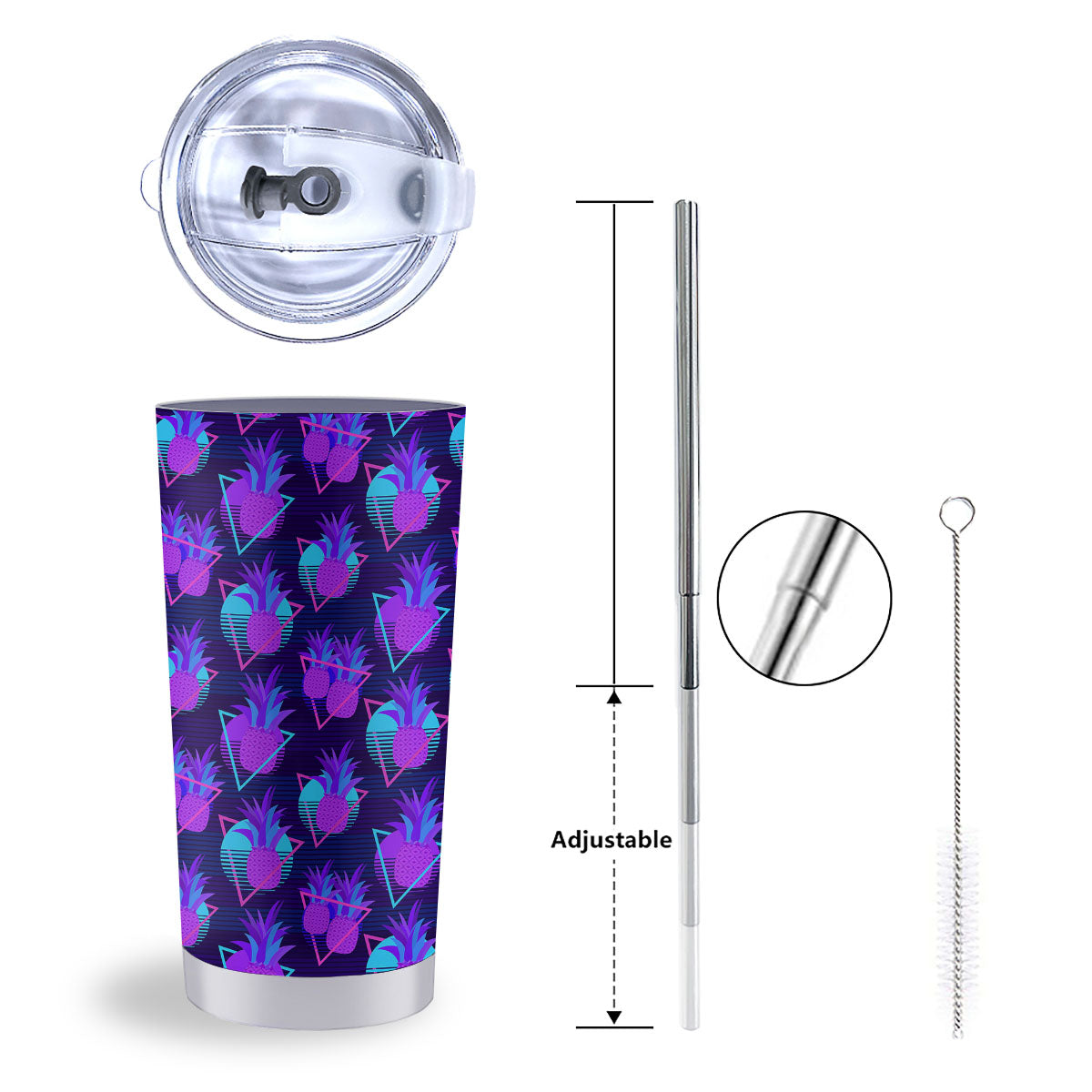 Pineapple EDM Purple Print Pattern Tumbler-grizzshop