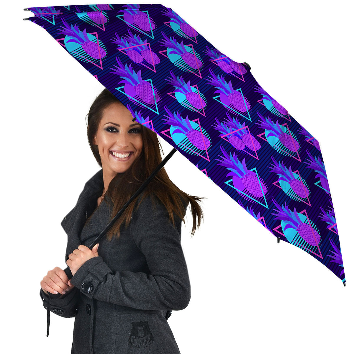 Pineapple EDM Purple Print Pattern Umbrella-grizzshop