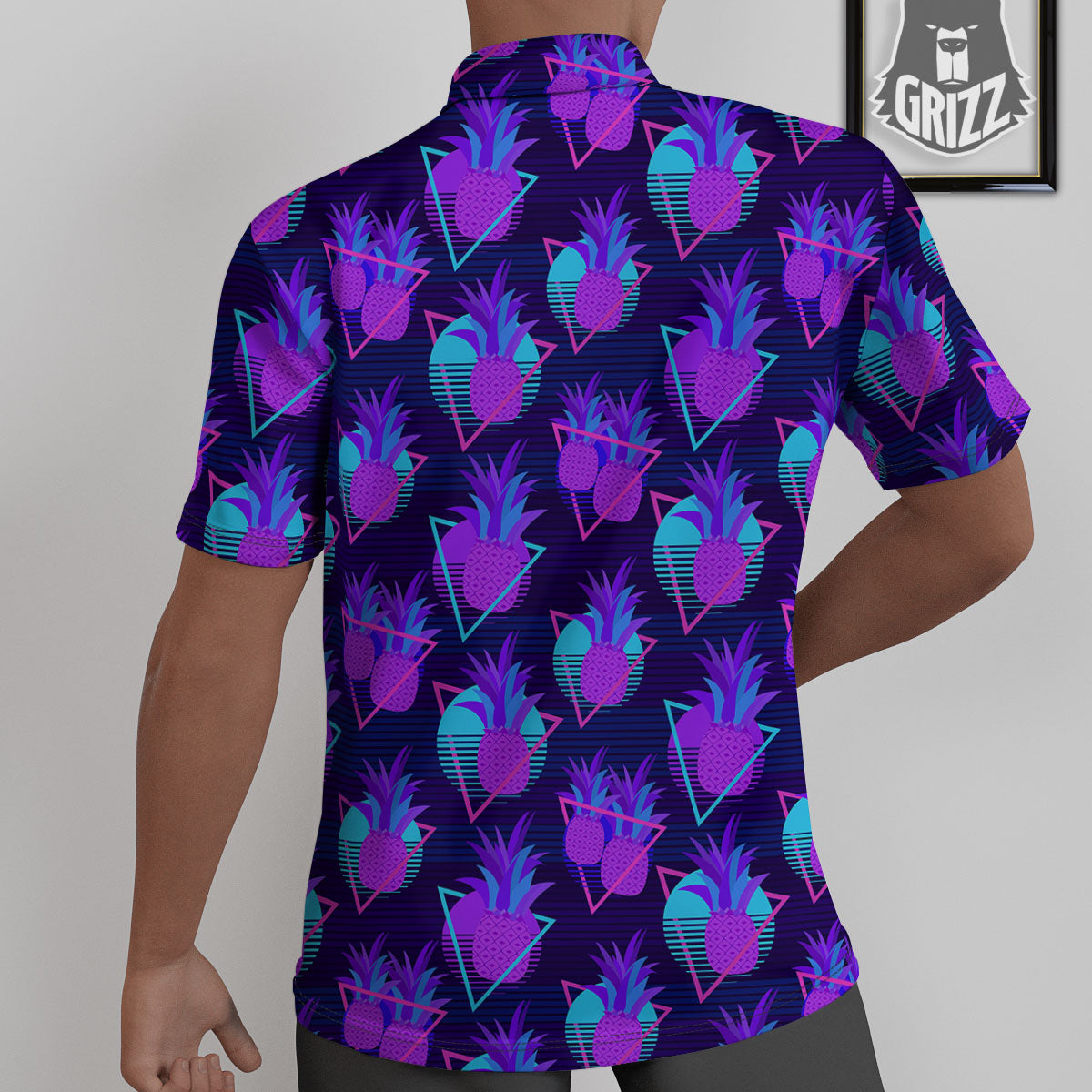 Pineapple EDM Purple Print Pattern Untucked Shirts-grizzshop