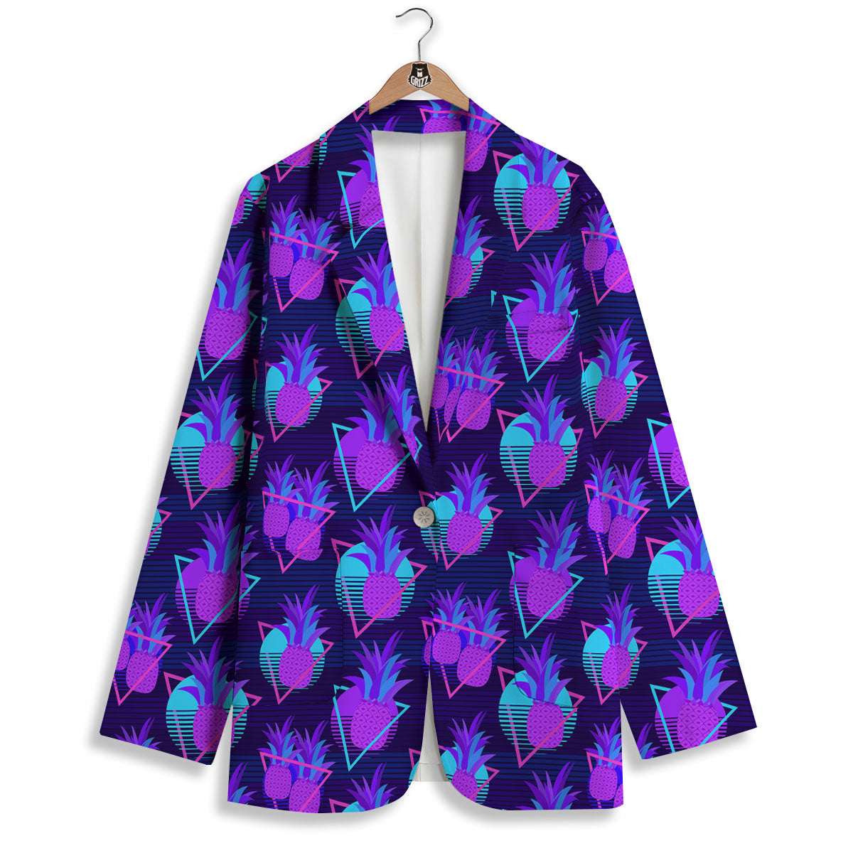 Pineapple EDM Purple Print Pattern Women's Blazer-grizzshop