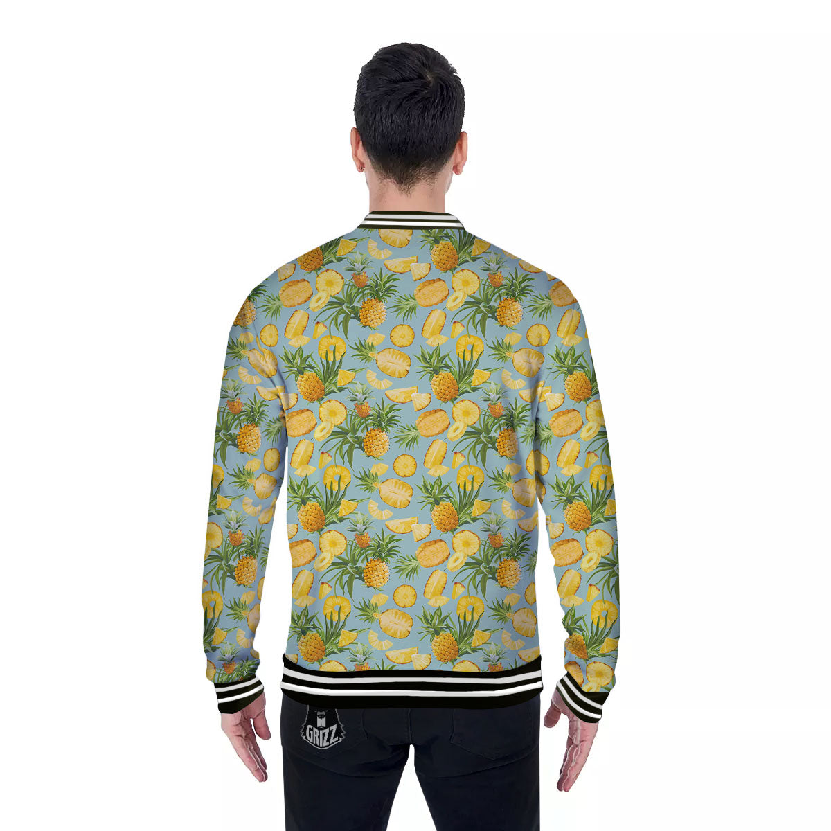 Pineapple Exotic Tropical Print Pattern Baseball Jacket-grizzshop