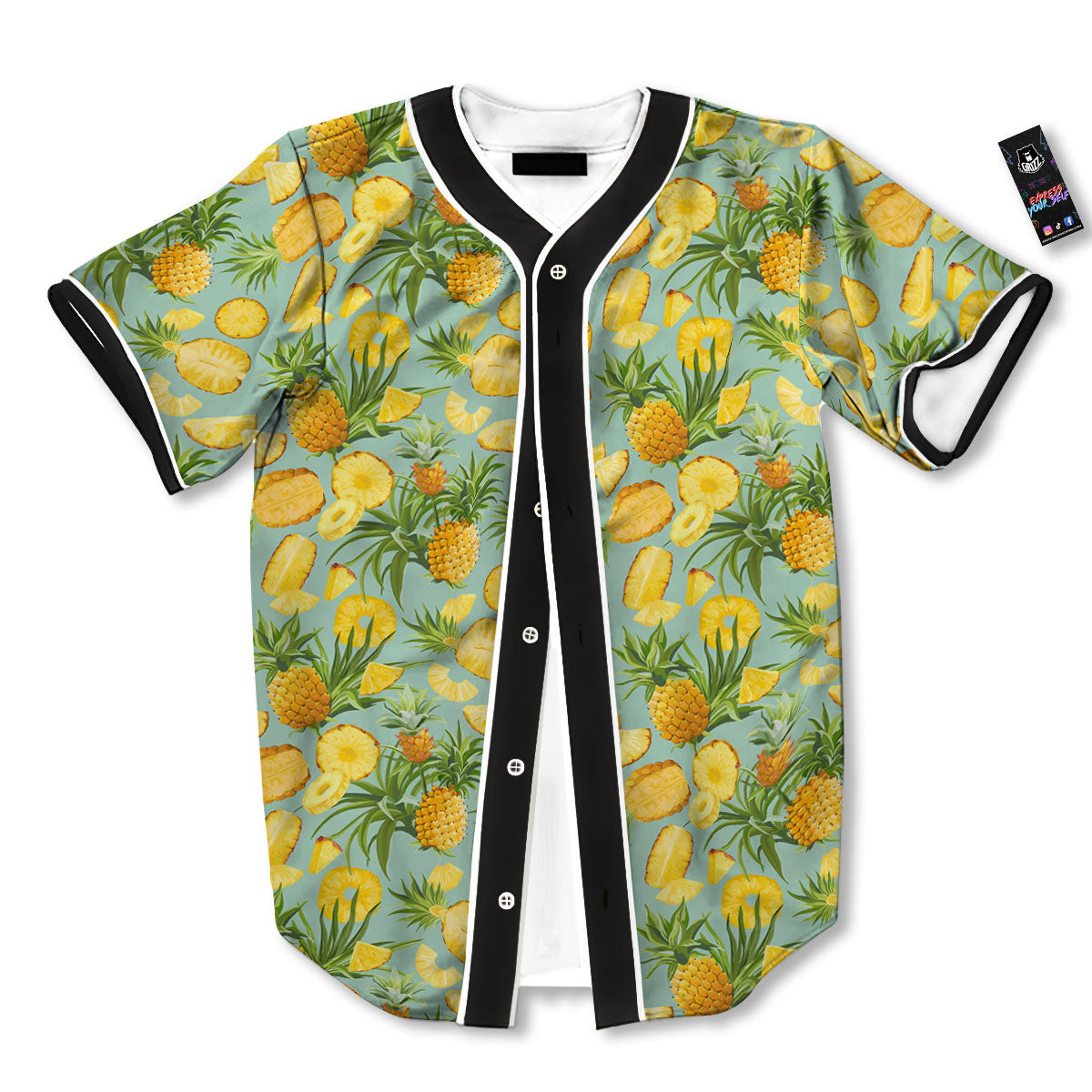 Pineapple Exotic Tropical Print Pattern Baseball Jersey-grizzshop