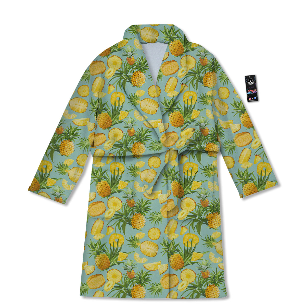 Pineapple Exotic Tropical Print Pattern Bathrobe-grizzshop