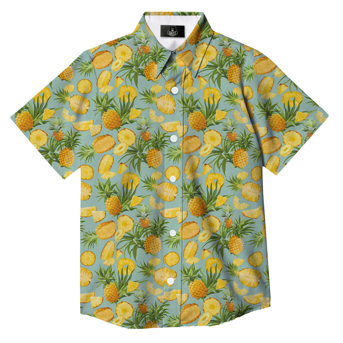 Pineapple Exotic Tropical Print Pattern Button Up Shirt-grizzshop