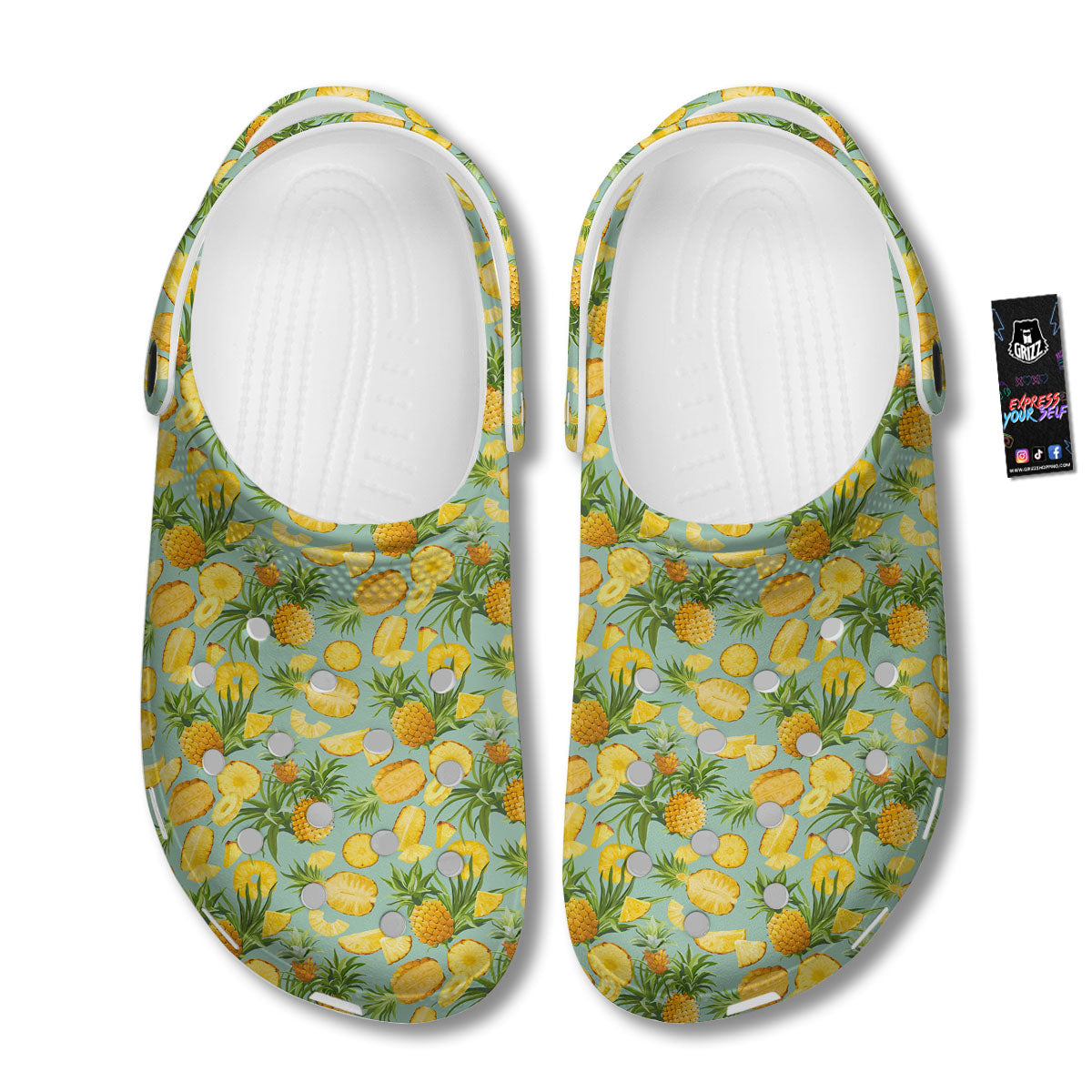 Pineapple Exotic Tropical Print Pattern Clog-grizzshop