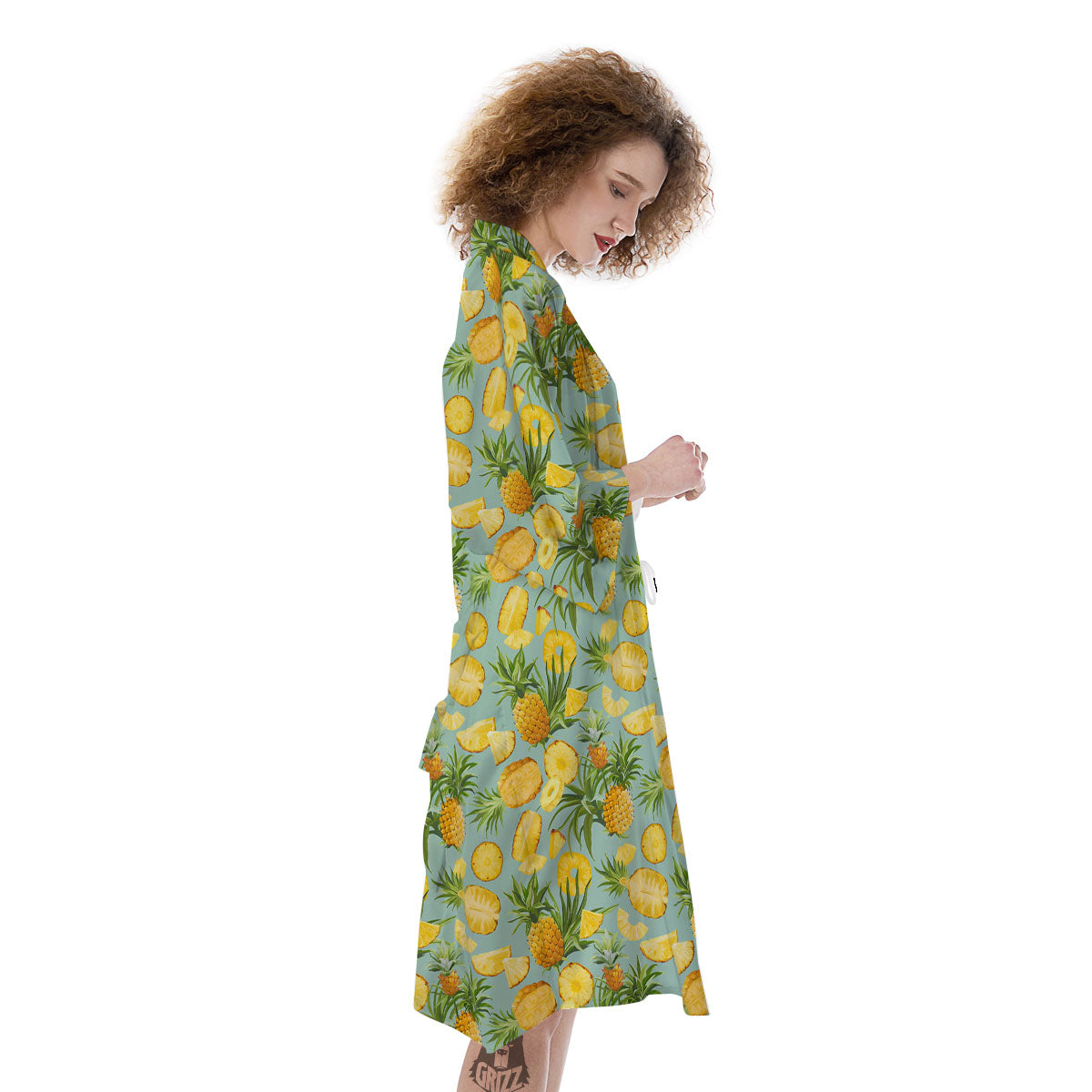 Pineapple Exotic Tropical Print Pattern Kimono-grizzshop