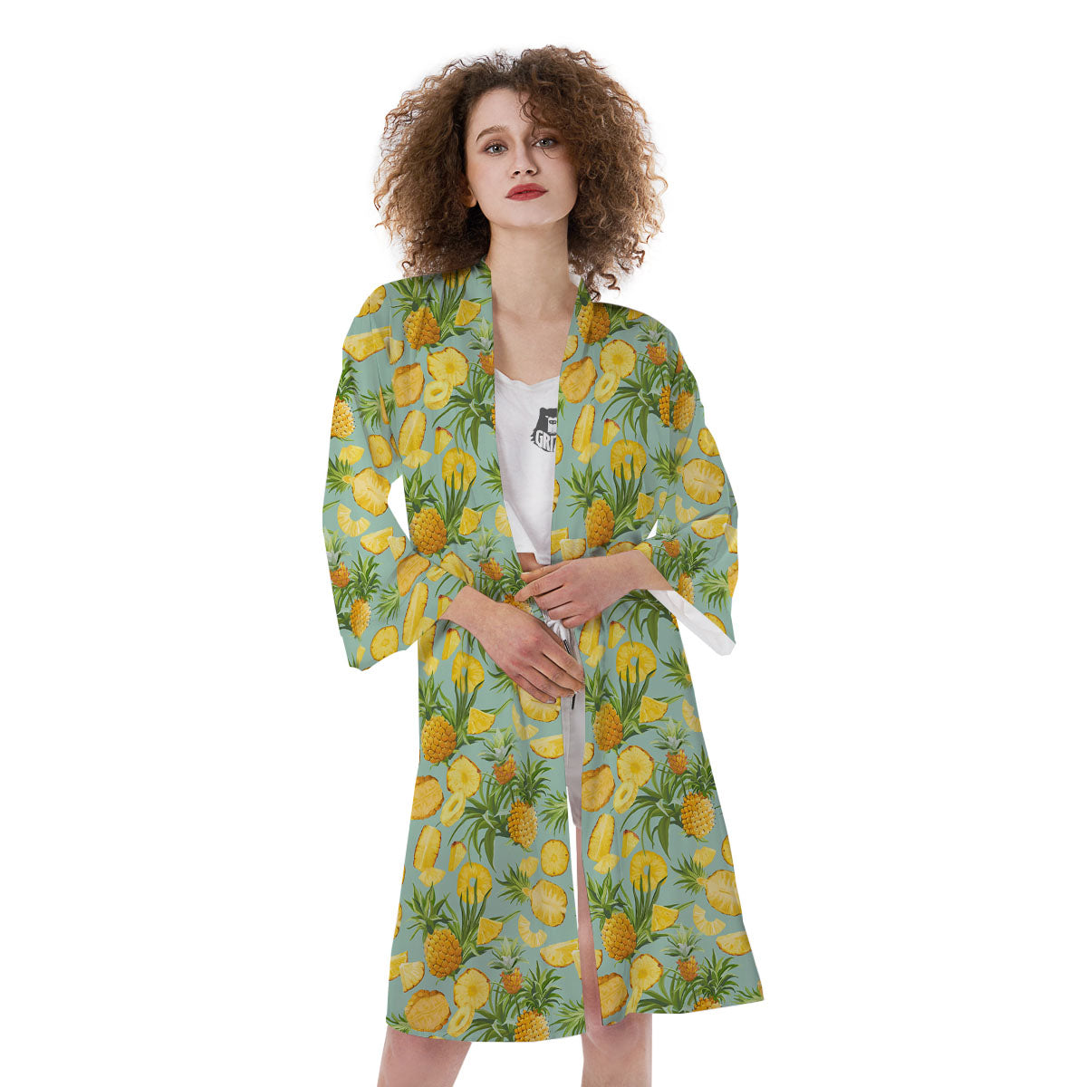 Pineapple Exotic Tropical Print Pattern Kimono-grizzshop