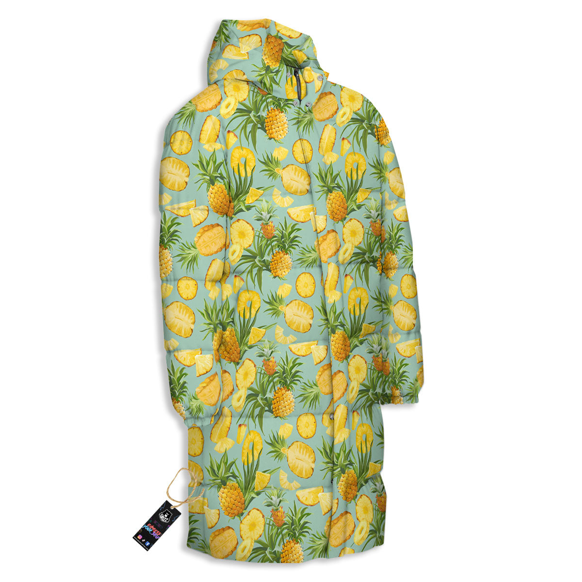 Pineapple Exotic Tropical Print Pattern Long Down Jacket-grizzshop