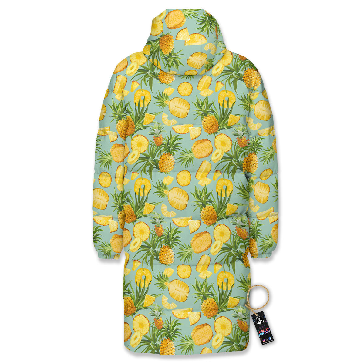 Pineapple Exotic Tropical Print Pattern Long Down Jacket-grizzshop