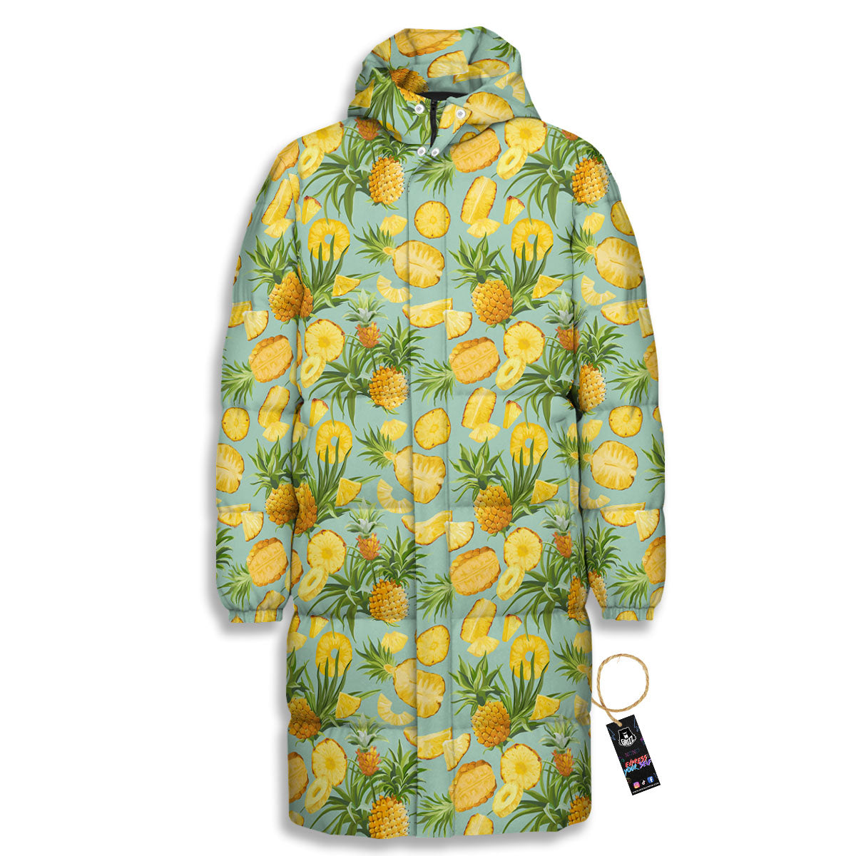 Pineapple Exotic Tropical Print Pattern Long Down Jacket-grizzshop