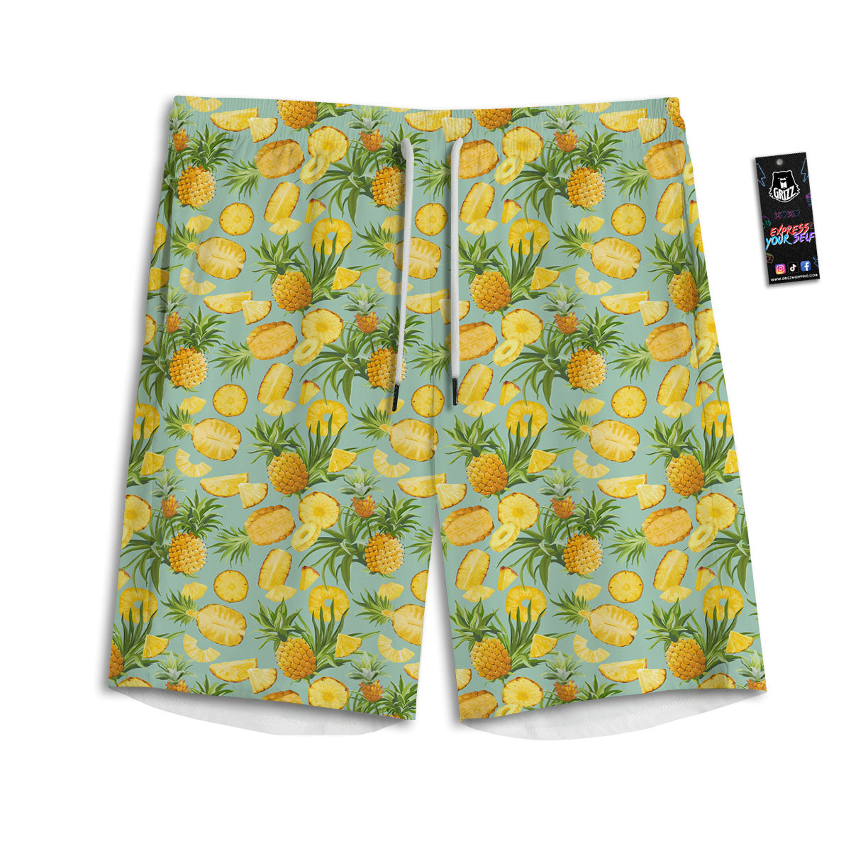 Pineapple Exotic Tropical Print Pattern Men's Athletic Shorts-grizzshop