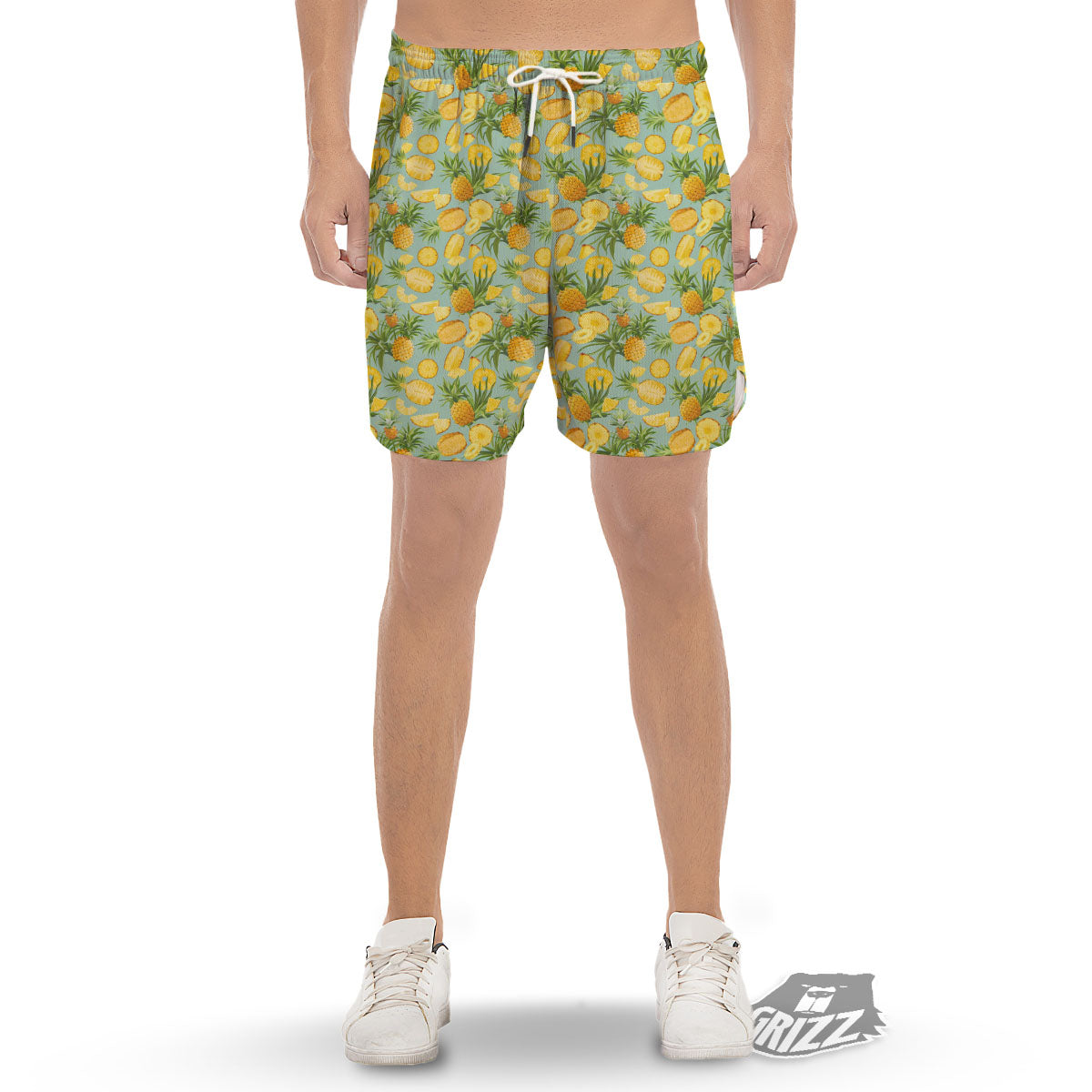 Pineapple Exotic Tropical Print Pattern Men's Gym Shorts-grizzshop