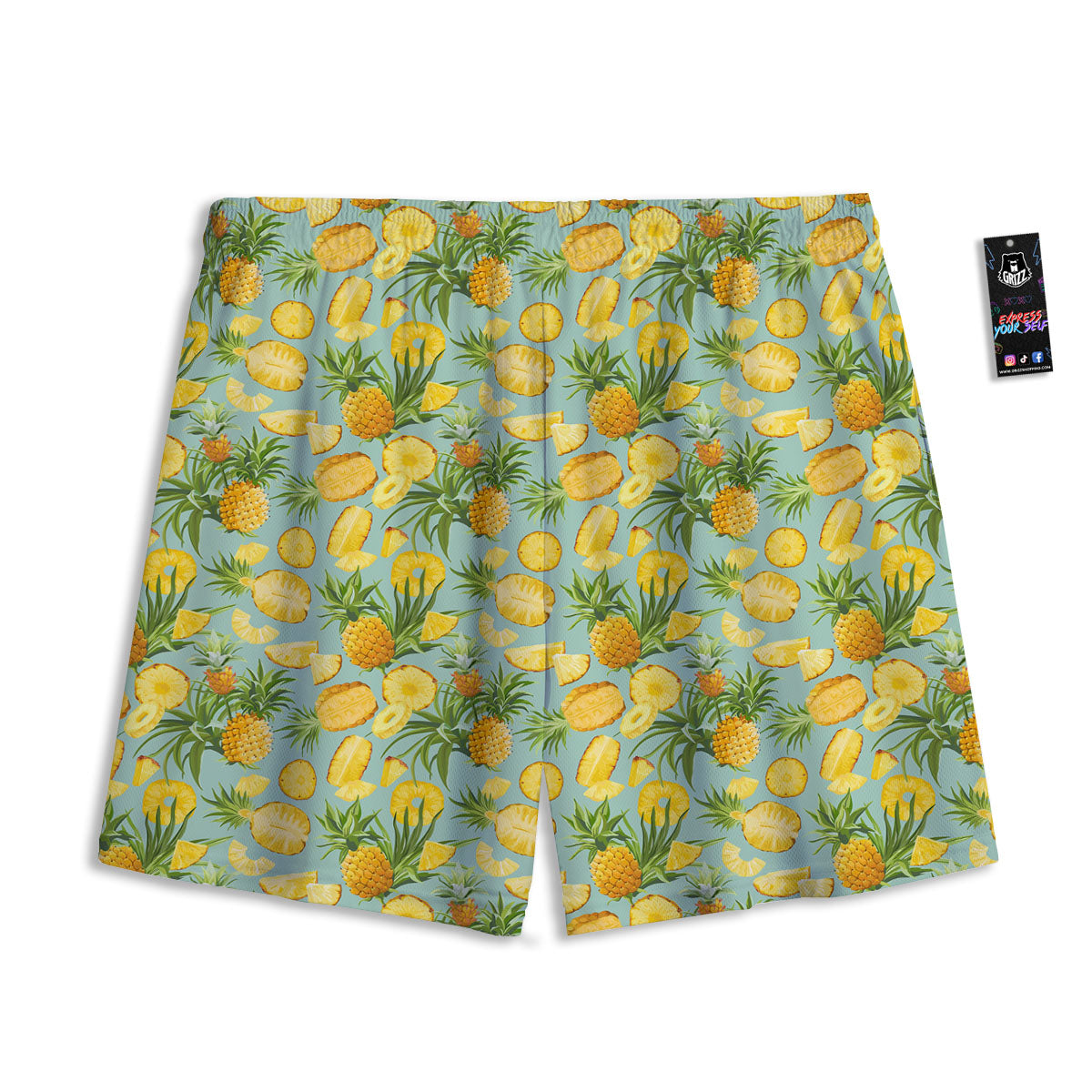 Pineapple Exotic Tropical Print Pattern Mesh Shorts-grizzshop