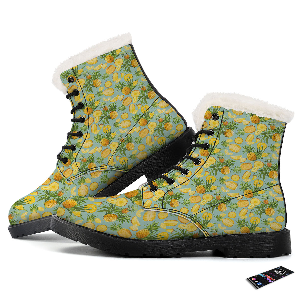Pineapple Exotic Tropical Print Pattern Winter Boots-grizzshop
