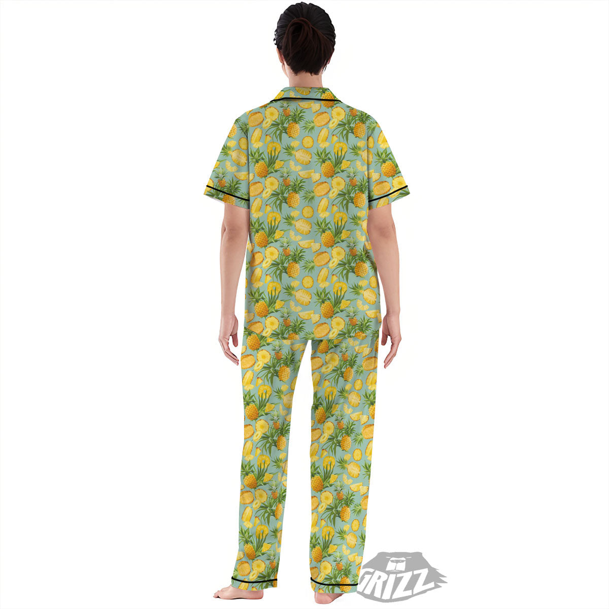 Pineapple Exotic Tropical Print Pattern Women's Pajamas Set-grizzshop