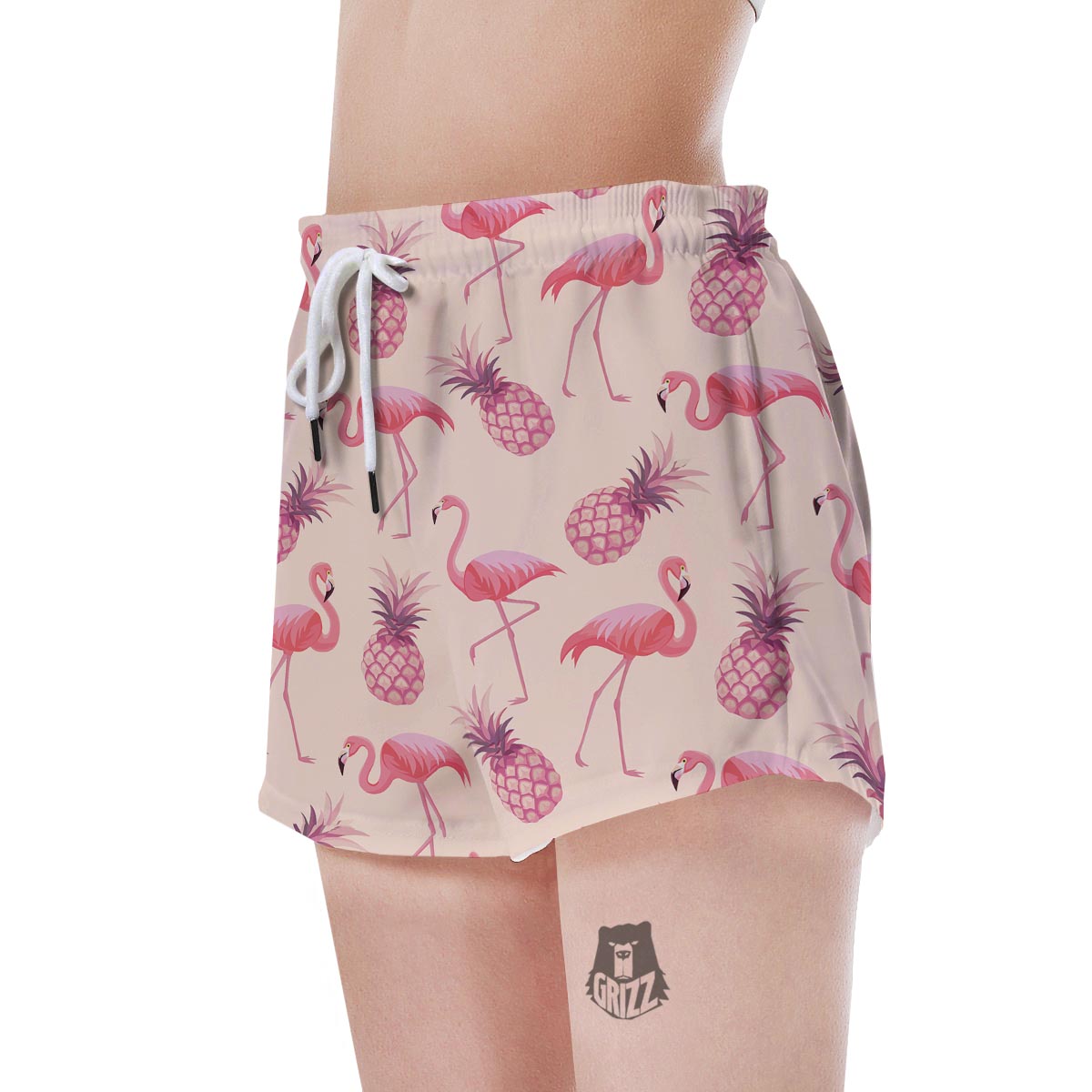 Pineapple Flamingo Print Women's Shorts-grizzshop