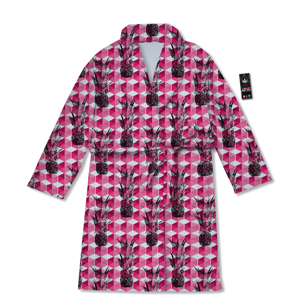 Pineapple Geometric Print Pattern Bathrobe-grizzshop