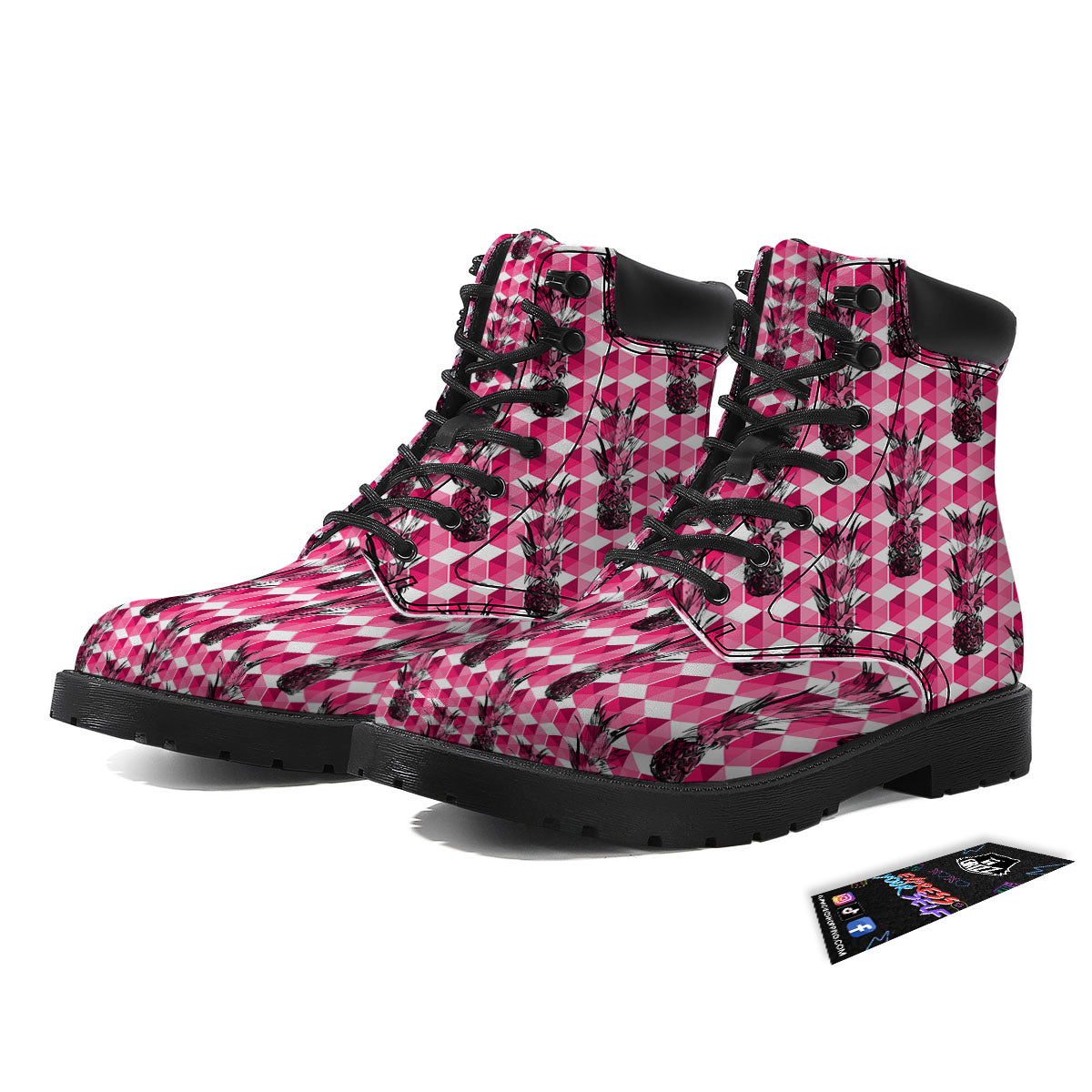 Pineapple Geometric Print Pattern Boots-grizzshop