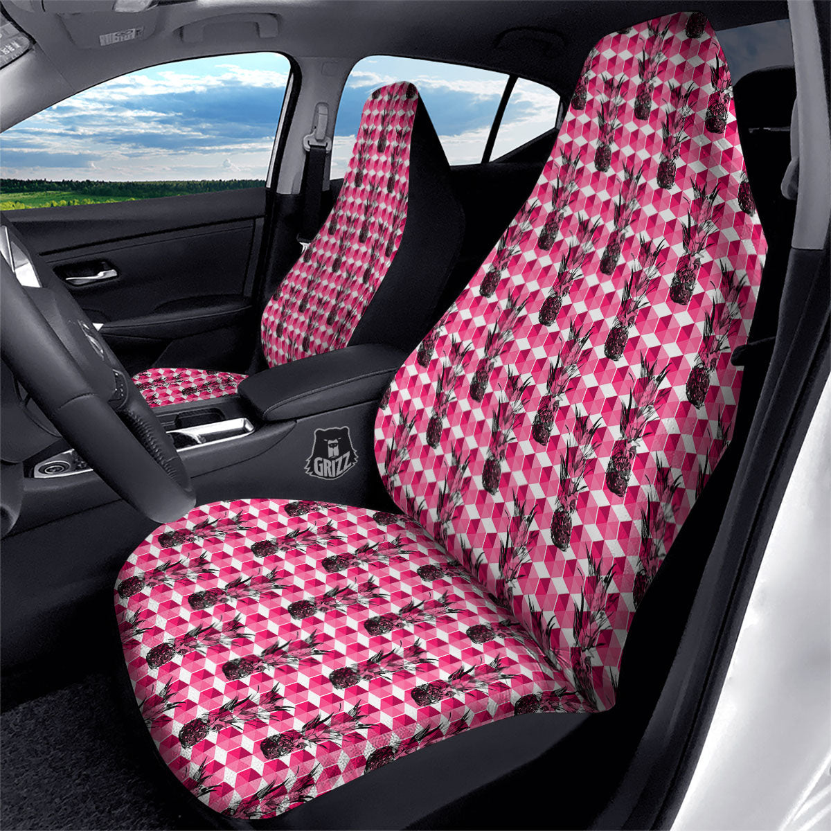 Pineapple Geometric Print Pattern Car Seat Covers-grizzshop