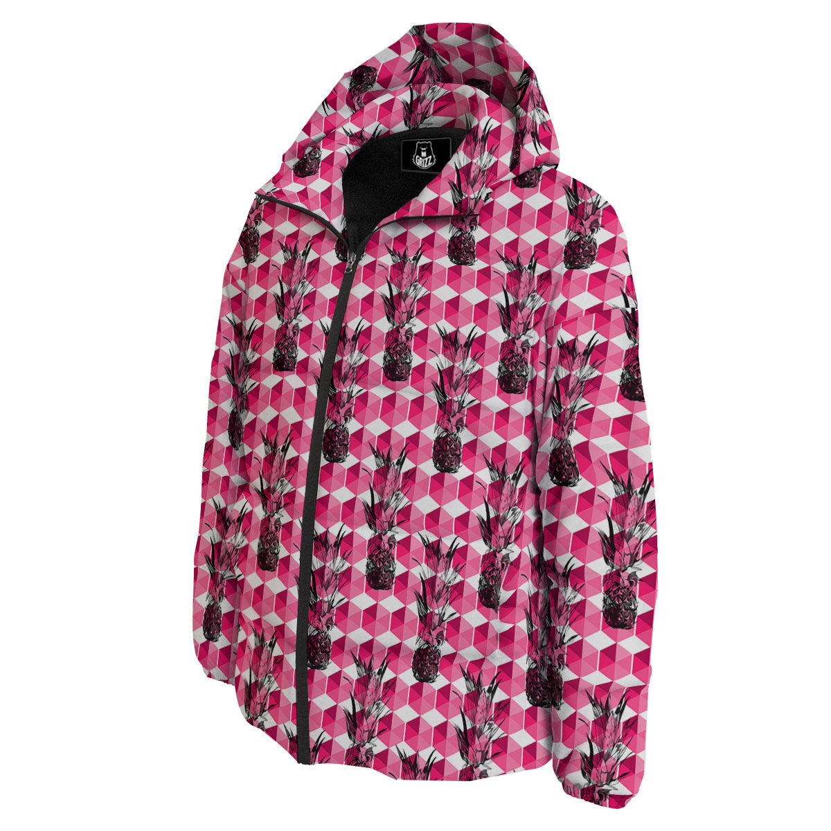 Pineapple Geometric Print Pattern Down Jacket-grizzshop
