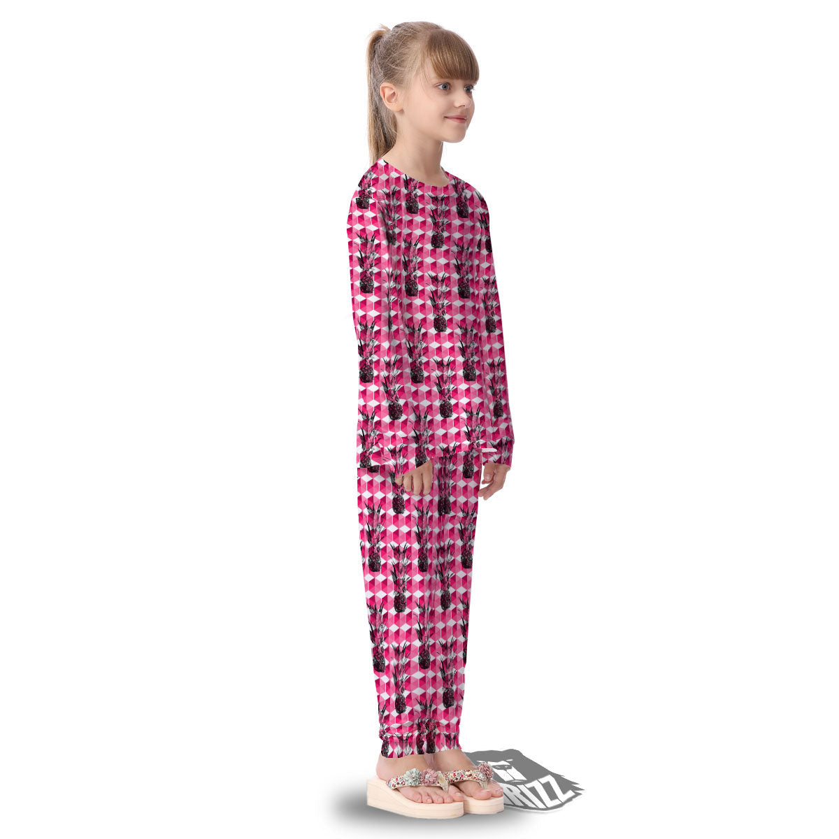 Pineapple Geometric Print Pattern Kid's Pajamas-grizzshop