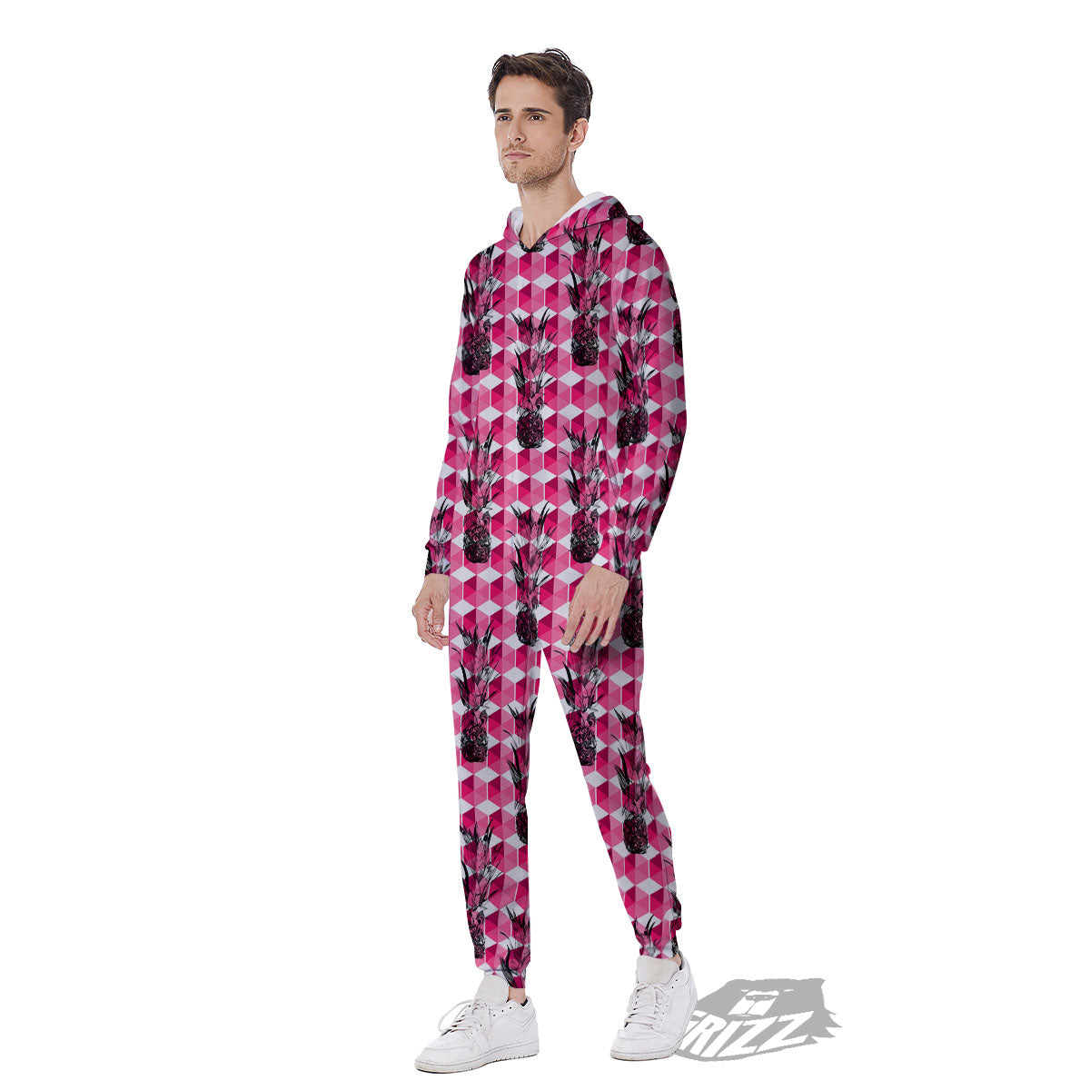 Pineapple Geometric Print Pattern Men's Jumpsuit-grizzshop