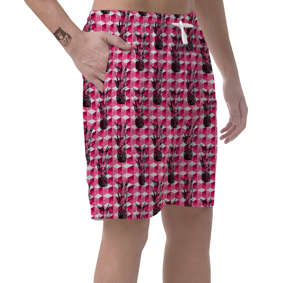 Pineapple Geometric Print Pattern Men's Shorts-grizzshop