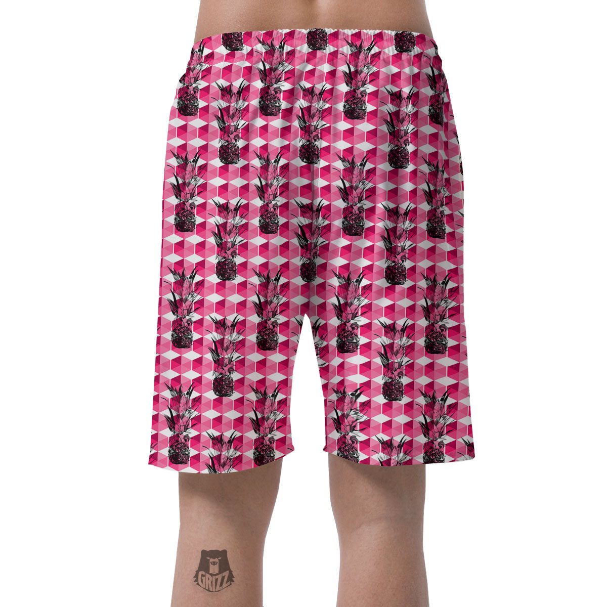 Pineapple Geometric Print Pattern Men's Shorts-grizzshop