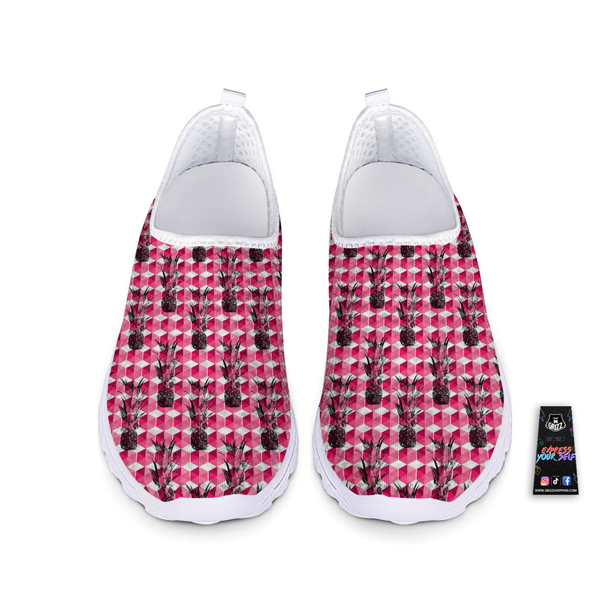 Pineapple Geometric Print Pattern Nurse Shoes-grizzshop