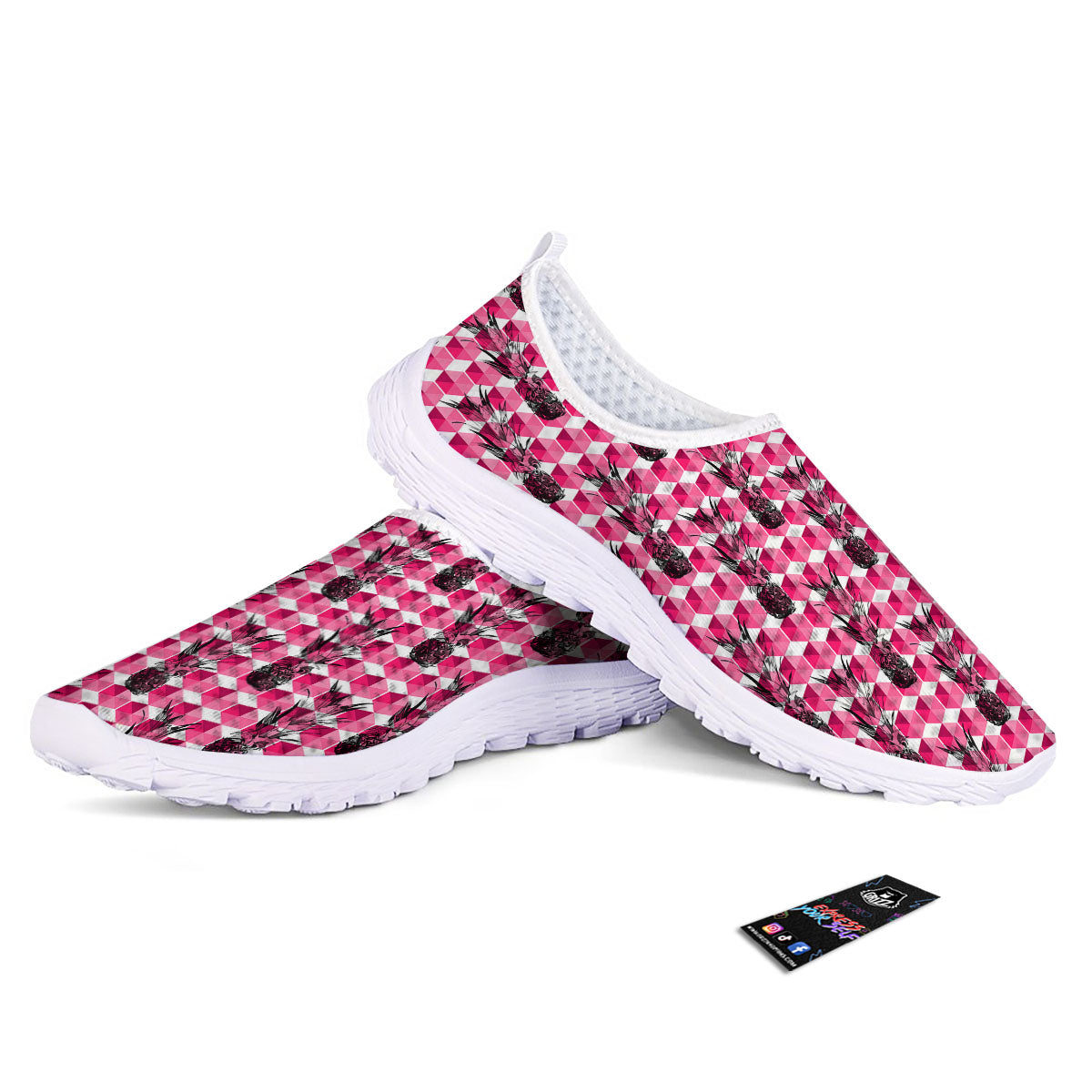 Pineapple Geometric Print Pattern Nurse Shoes-grizzshop