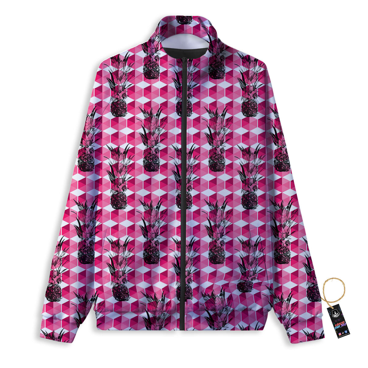 Pineapple Geometric Print Pattern Track Jacket-grizzshop