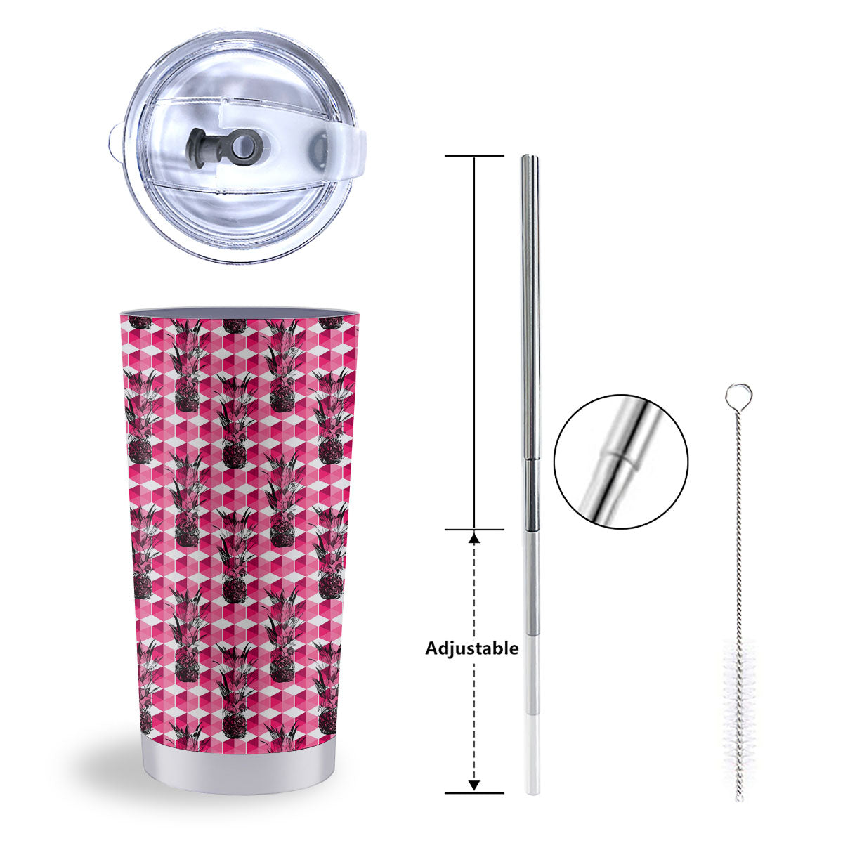 Pineapple Geometric Print Pattern Tumbler-grizzshop