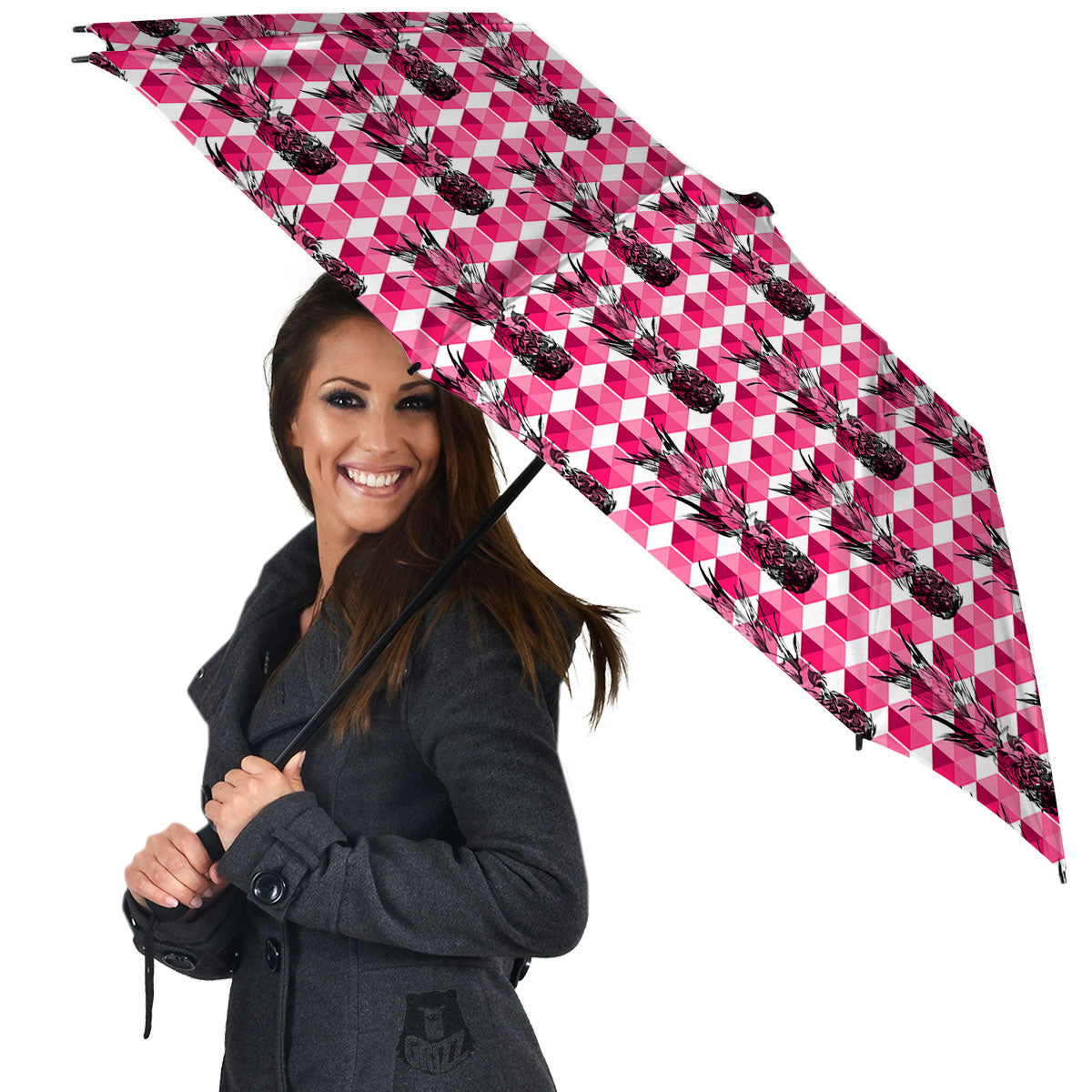 Pineapple Geometric Print Pattern Umbrella-grizzshop