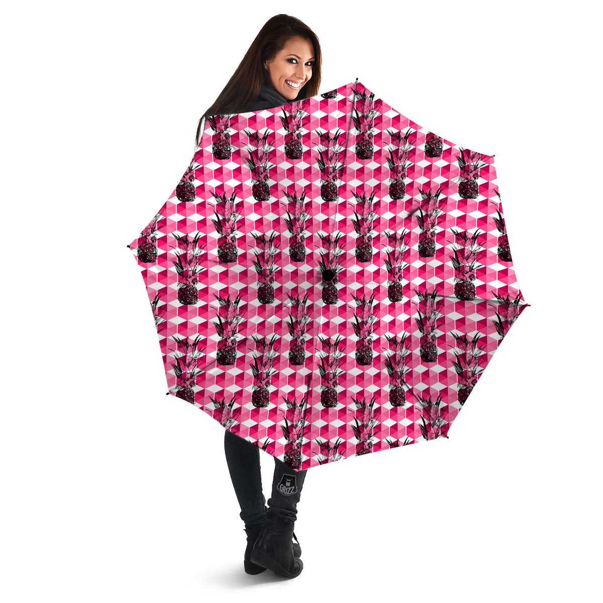 Pineapple Geometric Print Pattern Umbrella-grizzshop