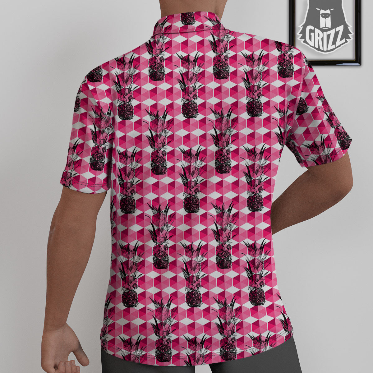 Pineapple Geometric Print Pattern Untucked Shirts-grizzshop