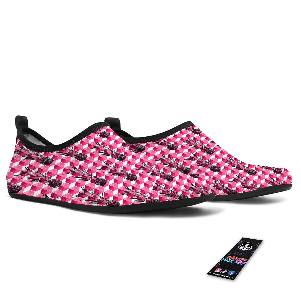 Pineapple Geometric Print Pattern Water Shoes-grizzshop
