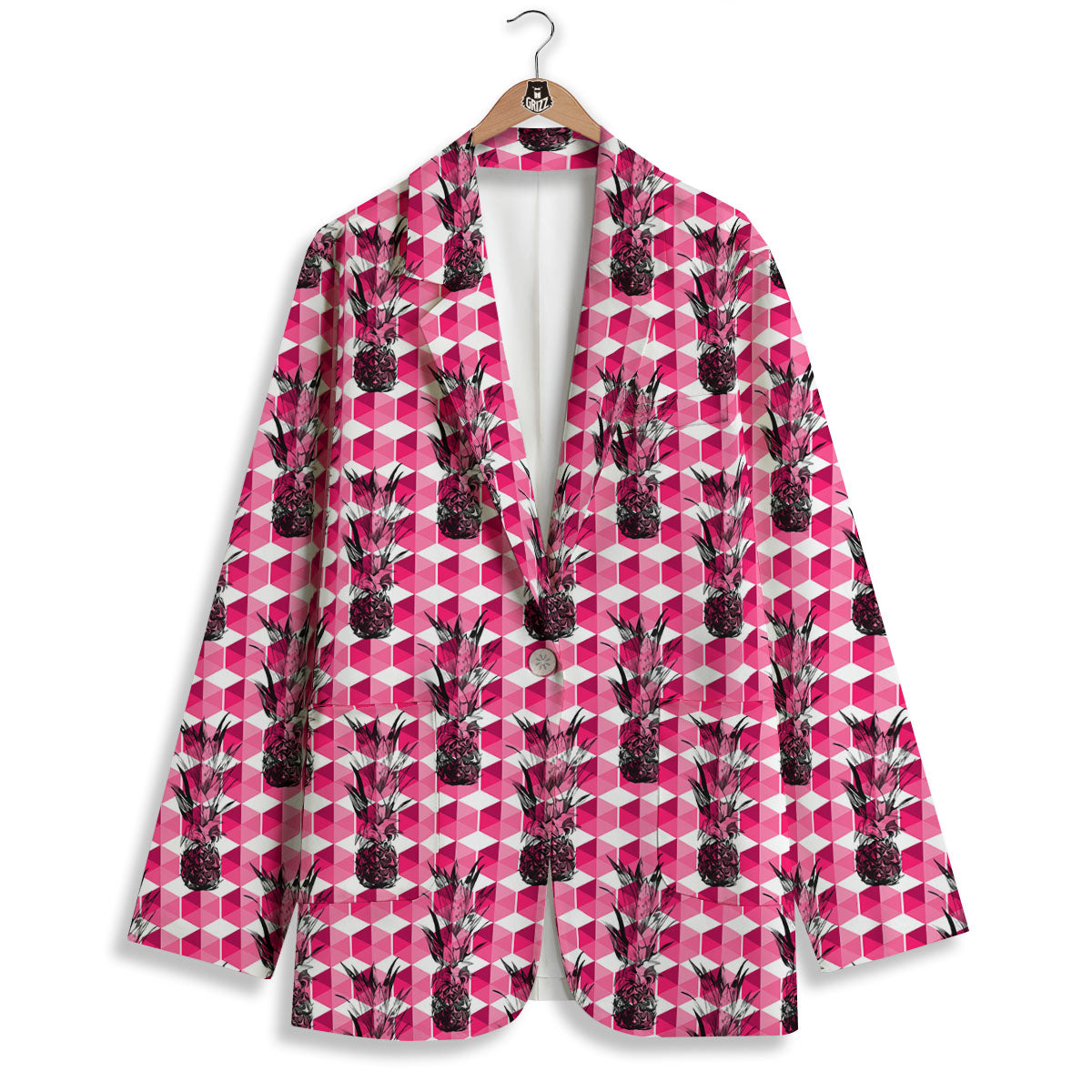 Pineapple Geometric Print Pattern Women's Blazer-grizzshop