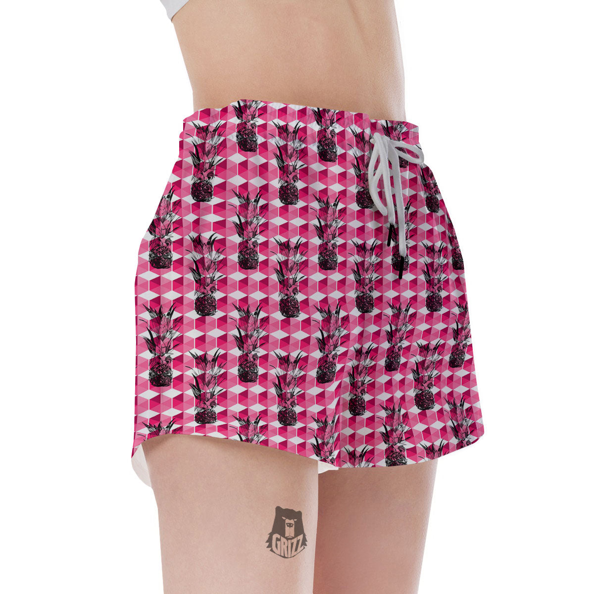 Pineapple Geometric Print Pattern Women's Shorts-grizzshop