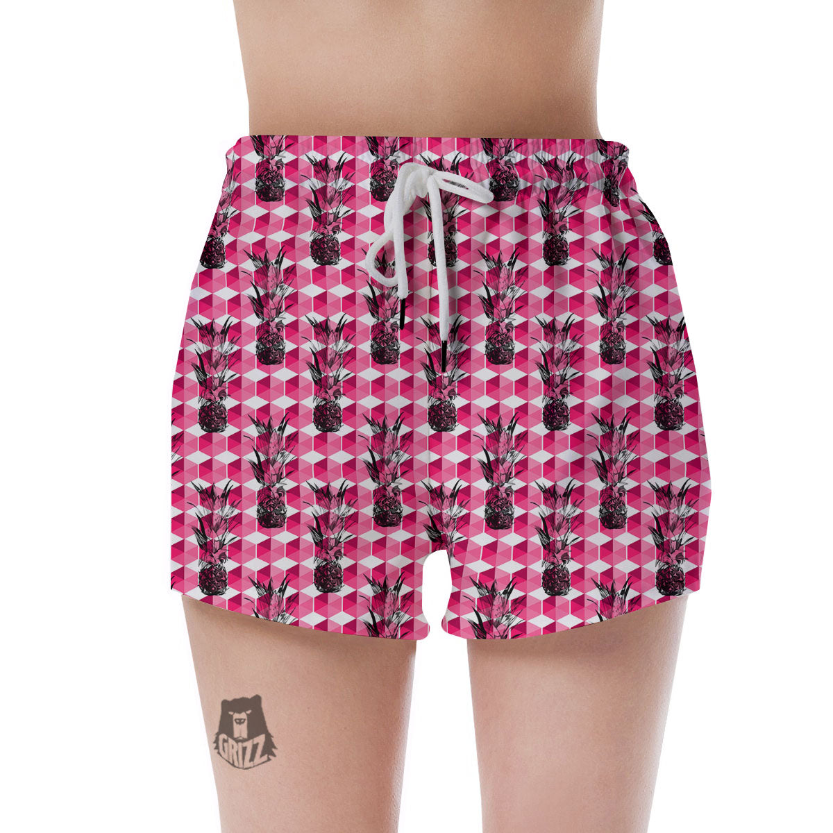 Pineapple Geometric Print Pattern Women's Shorts-grizzshop