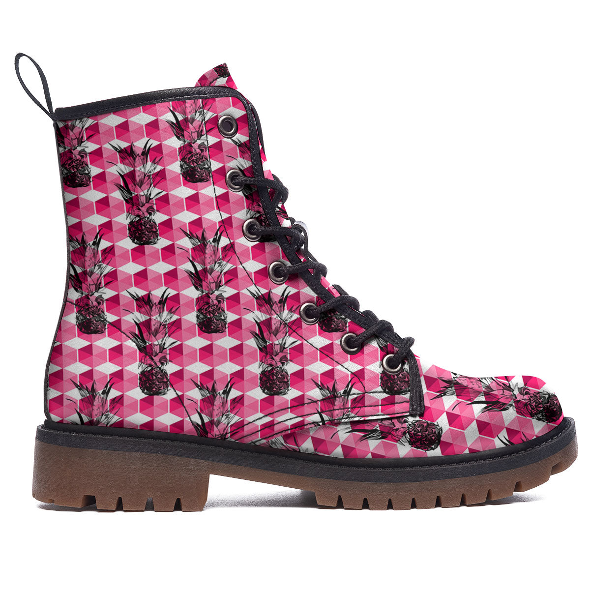 Pineapple Geometric Print Pattern Work Boots-grizzshop