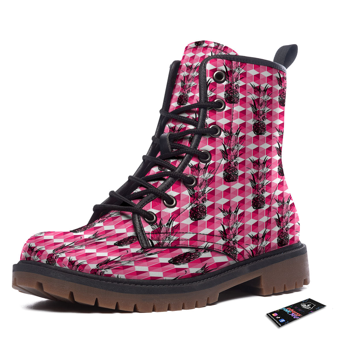 Pineapple Geometric Print Pattern Work Boots-grizzshop