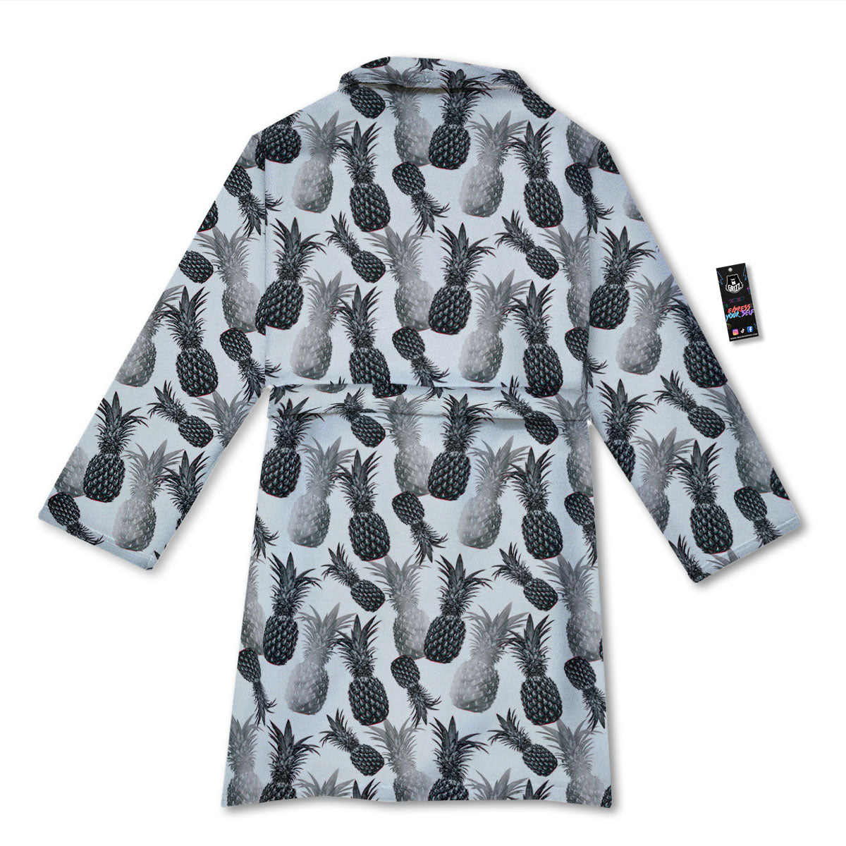 Pineapple Grey Watercolor Print Pattern Bathrobe-grizzshop