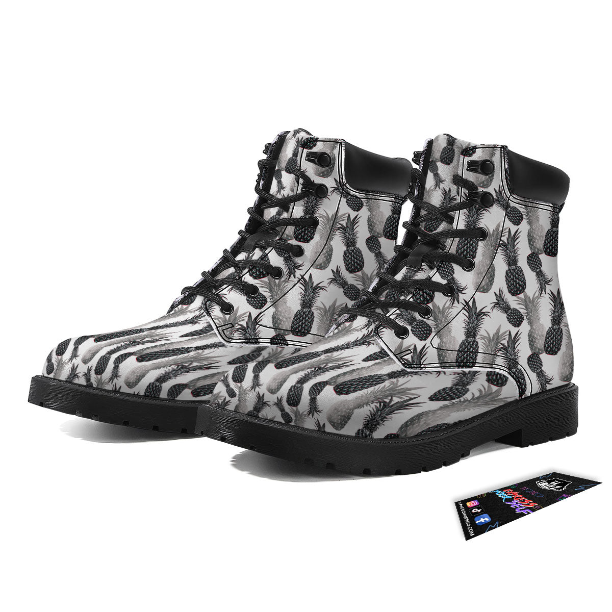 Pineapple Grey Watercolor Print Pattern Boots-grizzshop
